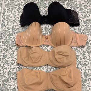 Elegant Women's Strapless Bra Set - Black and Nude